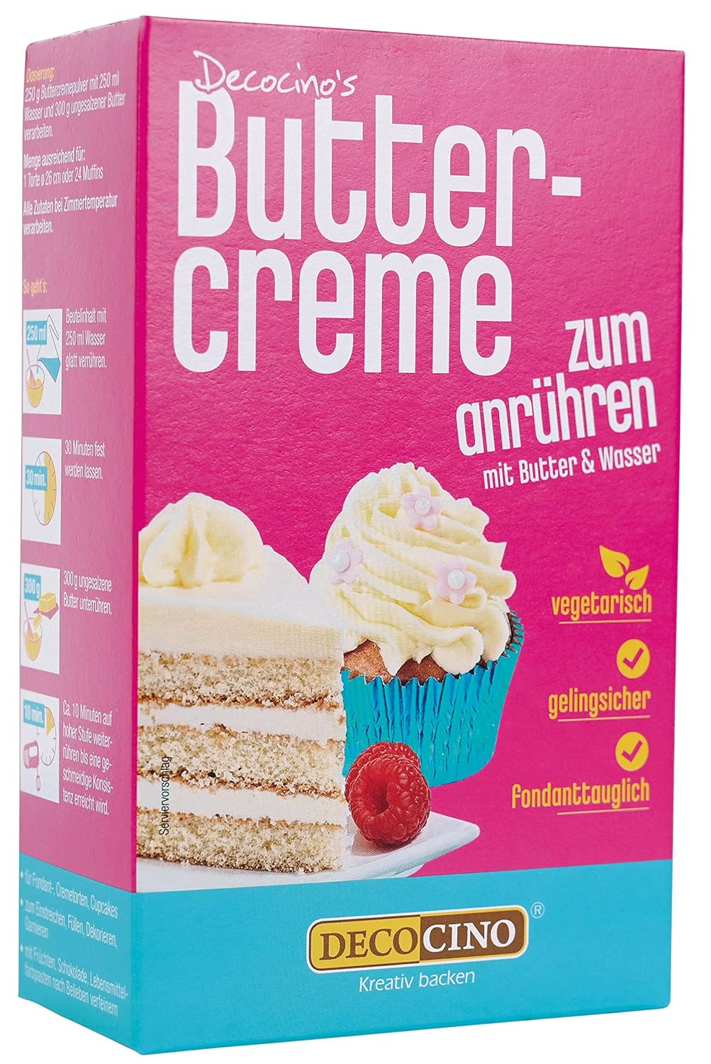 Decocino Buttercreme Fertigmischung (1 x 250g), zum Einstreichen ...